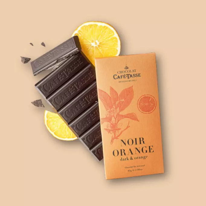 Tablette de chocolat noir orange _ Café Tasse©