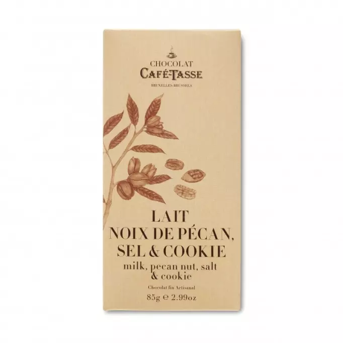 Tablette Lait, Noix de Pécan, Sel et Cookie - Café Tasse® Tablette Lait, Noix de Pécan, Sel et Cookie - Café Tasse®